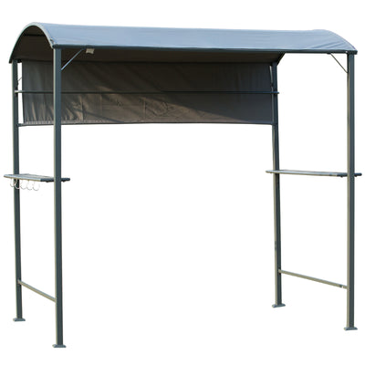 7FT Grill Gazebo BBQ Canopy with Sun Shade Panel Side Awning, 2 Exterior Serving Shelves, 5 Hooks for Patio Lawn Backyard