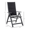 Set of 2 Patio Reclining Folding Chairs, Padded Sling Dining Chairs with Adjustable Back for Outdoor Backyard Lawn, Black