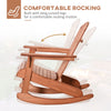 Wooden Adirondack Rocking Chair Outdoor Lounge Chair Fire Pit Seating with Slatted Wooden Design, Fanned Back for Patio, Lawn Teak