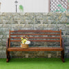 Wooden Wagon Wheel Bench, 3-Person Rustic Slatted Seat, Outdoor Patio Furniture, Brown