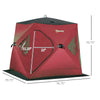 Red 2 Person Insulated Ice Fishing Shelter Pop-Up Portable Ice Fishing Tent with Carry Bag and Anchors for -22℉