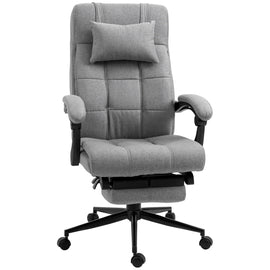 Ergonomic Chair Swivel Chair Executive Adjustable Recliner Desk Chair W/ Retractable Footrest Headrest Lumbar, Light Grey