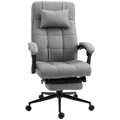 Ergonomic Chair Swivel Chair Executive Adjustable Recliner Desk Chair W/ Retractable Footrest Headrest Lumbar, Light Grey