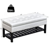 44" Tufted Faux Leather Ottoman Storage Bench with Shoe Rack - White