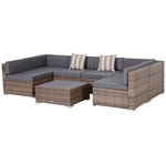 Wicker Patio Furniture Sets,7-Piece Outdoor Sectional- Grey
