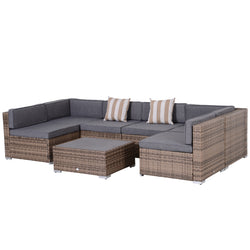 Wicker Patio Furniture Sets,7-Piece Outdoor Sectional- Grey