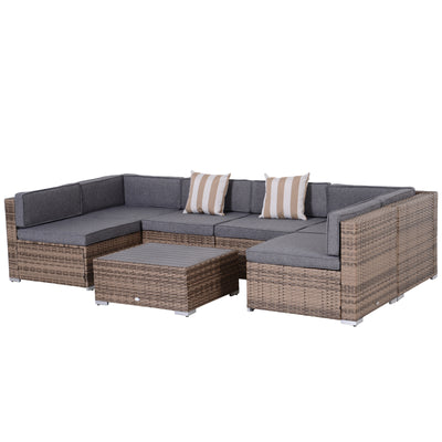 Wicker Patio Furniture Sets,7-Piece Outdoor Sectional- Grey