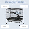 3-Storey Small Animal Cage, Metal Ferret Cage, Chinchilla Play House, with Rolling Casters, 2 Doors, Hammock, Storage Shelf, 31.5" x 20.5"