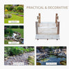 5 ft Wooden Garden Bridge Arc Stained Finish Footbridge with Railings for your Backyard, Natural Wood