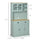 71" Freestanding Pantry, Kitchen Buffet with Hutch, Modern Storage Cabinet, Microwave Cabinet with Drawers, Glass Doors, and Adjustable Shelves, Light Blue