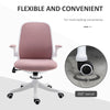 Linen-Touch Fabric Office Desk Chair Swivel Task Chair with Adjustable Lumbar Support, Height and Flip-up Padded Arms, Pink