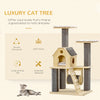 49" Cat Tree, Kitty Activity Center, Wooden Cat Climbing Toy with Condo, Roller, Ladder, Cushions, and Sisal Scratching Post Pad, Natural