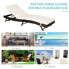 Wicker Chaise Patio Lounge Chair, 5 Position Adjustable Backrest and Cushions Outdoor PE Rattan Wicker Lounge Chair - Black / Cream