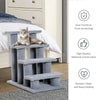 Pet Stairs 25" 4-Step Multi-Level Carpeted Cat Scratching Tree Kitty Activity Center Post Tower Condo Pet Stairs Furniture With Toy Grey