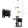 Vertical Cat Tree Adjustable Height Floor-To-Ceiling with Carpet Platforms Condo & Rope Scratching Areas  Grey