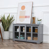 Modern Kitchen Sideboard, Stackable Storage Cabinet, Sliding Glass Door Console, Cupboard Serving Buffet for Kitchen & Dining Room, Grey