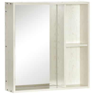 24.75 Inch x 25.5 Inch Medicine Cabinet with Mirror, Storage Shelf, Wall Mounted Bathroom Cabinet, White