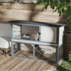 43" L Wooden Rabbit Hutch Bunny Cage Small Animal House Enclosure with Ramp, Removable Tray and Weatherproof Roof for Outdoor, Grey
