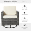 Outdoor Wicker Swivel Rocking Chair Patio Rattan 360-Degree with Washable Cushion Cream White
