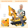 NO POWER Ride On Excavator Toy Tractors Digger Movable Scooter Walker Pretend Play Toddler Construction Truck Basket Storage For Boys Girls 3-8 Years Old, Yellow/Black