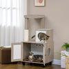 50" Small Cat Tower with Litter Box Enclosure, Modern Cat Tree with Scratching Post, Cute Cat Litter Box Furniture Hidden, Kitty Litter Box