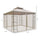 10' x 10' Steel Outdoor Patio Gazebo Canopy with Removable Mesh Curtains, Display Shelves, & Steel Frame, Brown