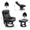 PU Leather Massage Recliner Chair with Ottoman, 10 Point Vibration Swiveling Armchair, Black