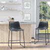 Counter Height Bar Stools, Vintage PU Leather Barstools with Footrest for Dining Room, Home Bar, Kitchen, Set of 4, Black