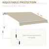 Retractable Awning 12' x 10' Manual Outdoor Sunshade Shelter for Patio, Balcony, Yard, with Adjustable & Versatile Design, Beige