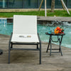 Reclining Chaise Lounge Outdoor Wooden Lounge With Wheels & Adjustable Backrest Bed Lounger White