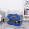 2-Tier 27" Steel Plastic Small Animal Cage Pet Rabbit Hutch Enclosure Pet Play House With 2 Doors, Platform, Ramp, Dish and Bottle, Blue