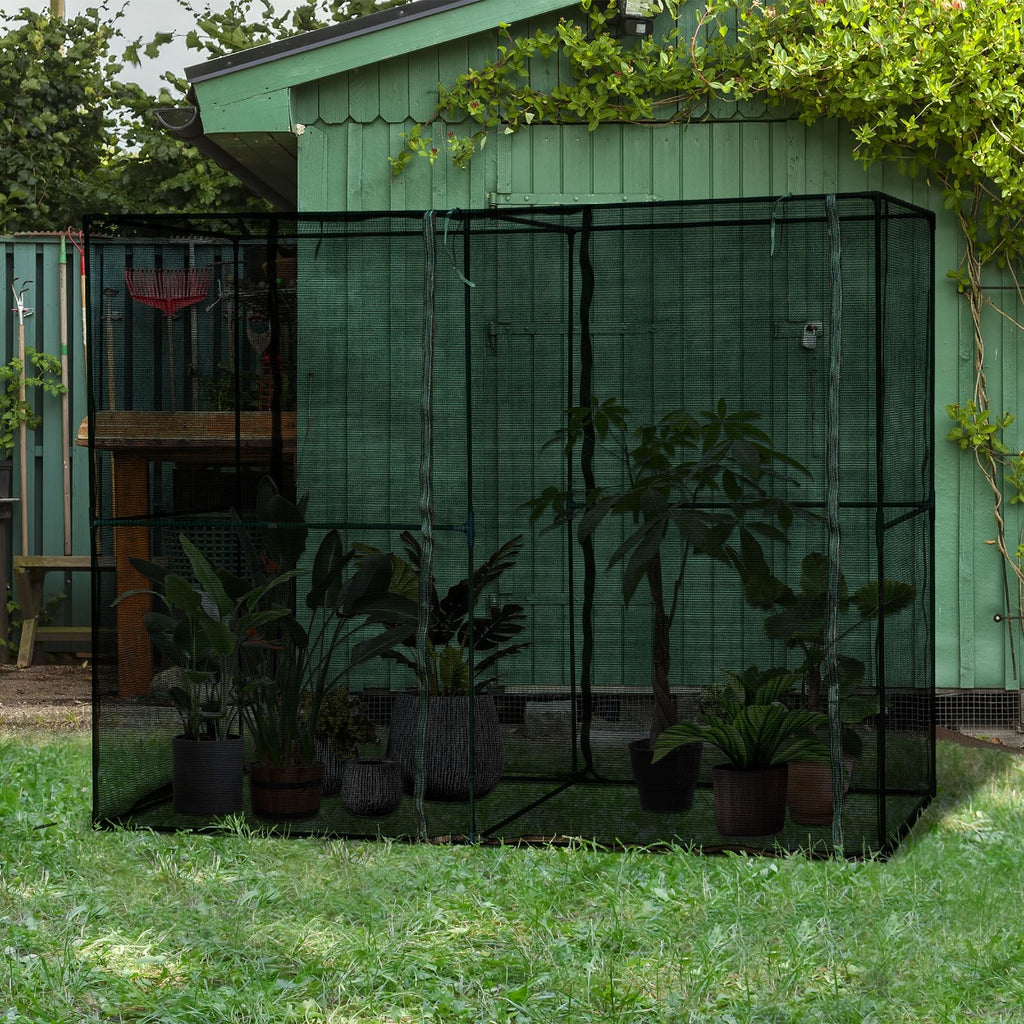 94.5" x 47.25" x 72.75" Walk-in Greenhouse with High-Quality HDPE Cover & 2 Zippered Doors for Plants/Herbs
