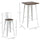 3 Piece Industrial Dining Table Set, Counter Height Bar Table & Chairs Set with Footrests for Bistro, Pub, White and Brown