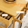 Bamboo Breakfast Cart 3 Piece Kitchen Trolley with Drop Leaf Table and 2 Square Stools, Brown