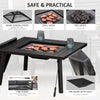 34" Outdoor Fire Pit, Portable Wood Burning Firepit Table, Barbecue Grill with Spark Screen, Poker, and Rain Cover for BBQ, or Camping