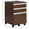 3-Drawer Mobile File Cabinet Office Filing Cabinet Rolling End Organizer 23.25", Brown