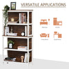 Modern 4 Tier Bookshelf Bookcase Utility Storage Shelf Organizer for Home Study Office with Display Rack  White/Walnut