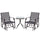 3 Pcs Outdoor Gliders Set Bistro Set with Glass Top Table for Patio, Garden, Backyard, Lawn, Grey