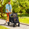 Pet Stroller with Universal Front Wheels, Shock Absorber, One Click Foldable Dog Cat Carriage with Brakes, Storage Bags, Mesh Window, Safety Leash for Large & Medium-sized Dogs, Gray