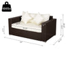 Outdoor PE All-Weather Rattan Loveseat Couch with 2 Throw Pillows & Comfortable Cushions in an Elegant Style