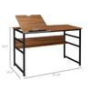 Drafting Table, Adjustable Drawing Desk, Multifunctional Writing Desk with 15-Level Tiltable Tabletop and Storage Shelf for Home Office, Walnut