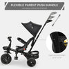 4 in 1 Adjustable Baby Tricycle Stroller w/ Removable Handle, Brake, Cover, Black