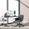 Office Chair with Adjustable Height  Diamond Line Design  Mid-Back Padded Armrests  and 360 Wheels  Dark Grey
