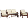 4 PCS Wicker Patio Furniture w/ Two Tier Tea Table & Cushions Outdoor All Weather Conversation Furniture for Backyard Garden