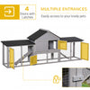 83" Wooden Rabbit Hutch Large Bunny Hutch House with Double Run, Removable Tray and Waterproof Roof for Outdoor, Grey
