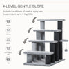 4-Level Cat Stair Ladder, Kitten Tree Climber, with Hanging Play Ball, Steps for Bed, Sofa, Light Grey