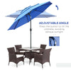 9' 3-Tier Patio Umbrella, Outdoor Market Umbrella with Crank and Push Button Tilt for Deck, Backyard and Lawn, Dark Blue