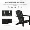 Outdoor HDPE Adirondack Deck Chair, Plastic Lounger with Cup Holder, High Back and Wide Seat, Black