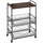 24" 3-Tier Rolling Kitchen Cart, Utility Storage Trolley with 2 Basket Drawers, Side Hooks for Dining Room, Walnut Wood Tone