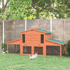 88.5" Wooden Rabbit Hutch Bunny Hutch Guinea Pig House with Removable Tray, Double Ramp and Weatherproof Asphalt Roof for Outdoor, Orange
